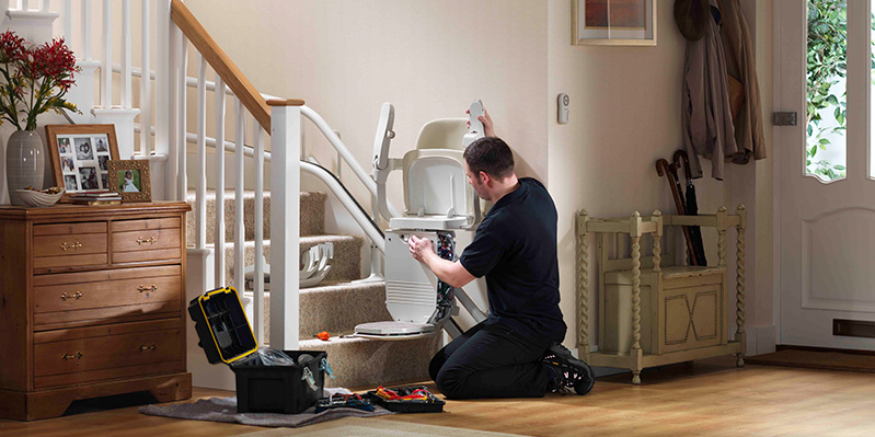 stairlift installation on a staircase